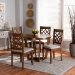 Baxton Studio Tricia Modern and Contemporary Grey Fabric Upholstered and Walnut Brown Finished Wood 5-Piece Dining Set - Tricia-Grey/Walnut-5PC Dining Set