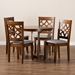 Baxton Studio Tricia Modern and Contemporary Grey Fabric Upholstered and Walnut Brown Finished Wood 5-Piece Dining Set - Tricia-Grey/Walnut-5PC Dining Set