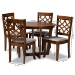 Baxton Studio Tricia Modern and Contemporary Grey Fabric Upholstered and Walnut Brown Finished Wood 5-Piece Dining Set - Tricia-Grey/Walnut-5PC Dining Set