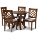 Baxton Studio Alisa Modern and Contemporary Grey Fabric Upholstered and Walnut Brown Finished Wood 5-Piece Dining Set