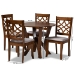 Baxton Studio Alisa Modern and Contemporary Grey Fabric Upholstered and Walnut Brown Finished Wood 5-Piece Dining Set - Alisa-Grey/Walnut-5PC Dining Set