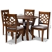 Baxton Studio Alisa Modern and Contemporary Grey Fabric Upholstered and Walnut Brown Finished Wood 5-Piece Dining Set - Alisa-Grey/Walnut-5PC Dining Set
