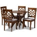 Baxton Studio Sandra Modern and Contemporary Grey Fabric Upholstered and Walnut Brown Finished Wood 5-Piece Dining Set