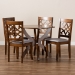 Baxton Studio Sandra Modern and Contemporary Grey Fabric Upholstered and Walnut Brown Finished Wood 5-Piece Dining Set - Sandra-Grey/Walnut-5PC Dining Set