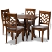 Baxton Studio Sandra Modern and Contemporary Grey Fabric Upholstered and Walnut Brown Finished Wood 5-Piece Dining Set - Sandra-Grey/Walnut-5PC Dining Set