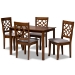 Baxton Studio Celina Modern and Contemporary Grey Fabric Upholstered and Walnut Brown Finished Wood 5-Piece Dining Set