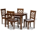 Baxton Studio Celina Modern and Contemporary Grey Fabric Upholstered and Walnut Brown Finished Wood 5-Piece Dining Set - Celina-Grey/Walnut-5PC Dining Set