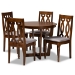 Baxton Studio Julie Modern and Contemporary Grey Fabric Upholstered and Walnut Brown Finished Wood 5-Piece Dining Set