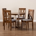 Baxton Studio Julie Modern and Contemporary Grey Fabric Upholstered and Walnut Brown Finished Wood 5-Piece Dining Set - Julie-Grey/Walnut-5PC Dining Set