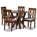 Baxton Studio Elaine Modern and Contemporary Grey Fabric Upholstered and Walnut Brown Finished Wood 5-Piece Dining Set - Elaine-Grey/Walnut-5PC Dining Set