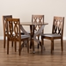 Baxton Studio Mona Modern and Contemporary Grey Fabric Upholstered and Walnut Brown Finished Wood 5-Piece Dining Set - Mona-Grey/Walnut-5PC Dining Set