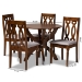 Baxton Studio Mona Modern and Contemporary Grey Fabric Upholstered and Walnut Brown Finished Wood 5-Piece Dining Set - Mona-Grey/Walnut-5PC Dining Set