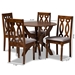 Baxton Studio Mona Modern and Contemporary Grey Fabric Upholstered and Walnut Brown Finished Wood 5-Piece Dining Set - Mona-Grey/Walnut-5PC Dining Set