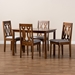 Baxton Studio Kasia Modern and Contemporary Grey Fabric Upholstered and Walnut Brown Finished Wood 5-Piece Dining Set - Kasia-Grey/Walnut-5PC Dining Set