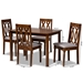 Baxton Studio Kasia Modern and Contemporary Grey Fabric Upholstered and Walnut Brown Finished Wood 5-Piece Dining Set - Kasia-Grey/Walnut-5PC Dining Set