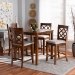Baxton Studio Alora Modern and Contemporary Grey Fabric Upholstered Walnut Brown Finished 5-Piece Wood Pub Set - RH320P-Grey/Walnut-5PC Pub Set
