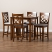 Baxton Studio Alora Modern and Contemporary Grey Fabric Upholstered Walnut Brown Finished 5-Piece Wood Pub Set - RH320P-Grey/Walnut-5PC Pub Set