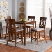 Baxton Studio Verina Modern and Contemporary Grey Fabric Upholstered Walnut Brown Finished 5-Piece Wood Pub Set - RH323P-Grey/Walnut-5PC Pub Set