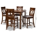 Baxton Studio Verina Modern and Contemporary Grey Fabric Upholstered Walnut Brown Finished 5-Piece Wood Pub Set - RH323P-Grey/Walnut-5PC Pub Set