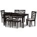 Baxton Studio Lanier Modern and Contemporary Grey Fabric Upholstered and Dark Brown Finished Wood 7-Piece Dining Set