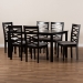 Baxton Studio Lanier Modern and Contemporary Grey Fabric Upholstered and Dark Brown Finished Wood 7-Piece Dining Set - RH318C-Grey/Dark Brown-7PC Dining Set