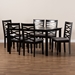 Baxton Studio Lanier Modern and Contemporary Grey Fabric Upholstered and Dark Brown Finished Wood 7-Piece Dining Set - RH318C-Grey/Dark Brown-7PC Dining Set