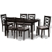Baxton Studio Lanier Modern and Contemporary Grey Fabric Upholstered and Dark Brown Finished Wood 7-Piece Dining Set - RH318C-Grey/Dark Brown-7PC Dining Set