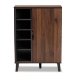 Baxton Studio Idina Mid-Century Modern Two-Tone Walnut Brown and Grey Finished Wood 1-Door Shoe Cabinet - SESC16104-Columbia-Shoe Cabinet