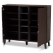 Baxton Studio Idina Mid-Century Modern Two-Tone Dark Brown and Grey Finished Wood 2-Door Shoe Cabinet - SESC16105-Modi Wenge-Shoe Cabinet