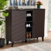 Baxton Studio Idina Mid-Century Modern Two-Tone Dark Brown and Grey Finished Wood 2-Door Shoe Cabinet - SESC16105-Modi Wenge-Shoe Cabinet