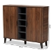 Baxton Studio Idina Mid-Century Modern Two-Tone Walnut Brown and Grey Finished Wood 2-Door Shoe Cabinet - SESC16105-Columbia-Shoe Cabinet