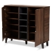 Baxton Studio Idina Mid-Century Modern Two-Tone Walnut Brown and Grey Finished Wood 2-Door Shoe Cabinet - SESC16105-Columbia-Shoe Cabinet