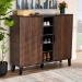 Baxton Studio Idina Mid-Century Modern Two-Tone Walnut Brown and Grey Finished Wood 2-Door Shoe Cabinet - SESC16105-Columbia-Shoe Cabinet