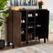 Baxton Studio Idina Mid-Century Modern Two-Tone Walnut Brown and Grey Finished Wood 2-Door Shoe Cabinet - SESC16105-Columbia-Shoe Cabinet