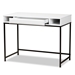 Baxton Studio Cargan Modern and Contemporary White Finished Wood and Black Metal 1-Drawer Desk - ST8002-White/Black-Desk
