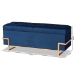 Baxton Studio Parker Glam and Luxe Navy Blue Velvet Upholstered and Gold Metal Finished Storage Ottoman - JY20A122L-Navy Blue/Gold-Storage Otto