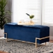 Baxton Studio Parker Glam and Luxe Navy Blue Velvet Upholstered and Gold Metal Finished Storage Ottoman - JY20A122L-Navy Blue/Gold-Storage Otto