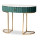Baxton Studio Beale Luxe and Glam Green Velvet Upholstered and Brushed Gold Finished 1-Drawer Console Table with Faux Marble Tabletop
