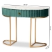 Baxton Studio Beale Luxe and Glam Green Velvet Upholstered and Brushed Gold Finished 1-Drawer Console Table with Faux Marble Tabletop - JY20A157-Green/Gold-Console
