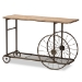 Baxton Studio Terence Vintage Rustic Industrial Natural Finished Wood and Black Finished Metal Wheeled Console Table