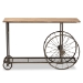 Baxton Studio Terence Vintage Rustic Industrial Natural Finished Wood and Black Finished Metal Wheeled Console Table - JY20A074-Natural/Black-Console