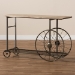 Baxton Studio Terence Vintage Rustic Industrial Natural Finished Wood and Black Finished Metal Wheeled Console Table - JY20A074-Natural/Black-Console