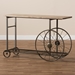 Baxton Studio Terence Vintage Rustic Industrial Natural Finished Wood and Black Finished Metal Wheeled Console Table - JY20A074-Natural/Black-Console