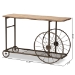 Baxton Studio Terence Vintage Rustic Industrial Natural Finished Wood and Black Finished Metal Wheeled Console Table - JY20A074-Natural/Black-Console