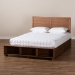 Baxton Studio Alba Modern Transitional Ash Walnut Brown Finished Wood Queen Size 4-Drawer Platform Storage Bed with Built-In Shelves - Alba-Ash Walnut-Queen