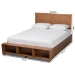 Baxton Studio Alba Modern Transitional Ash Walnut Brown Finished Wood Queen Size 4-Drawer Platform Storage Bed with Built-In Shelves - Alba-Ash Walnut-Queen