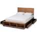Baxton Studio Alba Modern Transitional Ash Walnut Brown Finished Wood Queen Size 4-Drawer Platform Storage Bed with Built-In Shelves - Alba-Ash Walnut-Queen