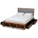 Baxton Studio Cosma Modern Transitional Ash Walnut Brown Finished Wood 4-Drawer Full Size Platform Storage Bed - Cosma-Dark Grey/Ash Walnut-Full