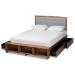 Baxton Studio Cosma Modern Transitional Ash Walnut Brown Finished Wood 4-Drawer Queen Size Platform Storage Bed - Cosma-Light Grey/Ash Walnut-Queen
