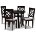 Baxton Studio Daisy Modern and Contemporary Grey Fabric Upholstered and Dark Brown Finished Wood 5-Piece Dining Set - Daisy-Grey/Dark Brown-5PC Dining Set
